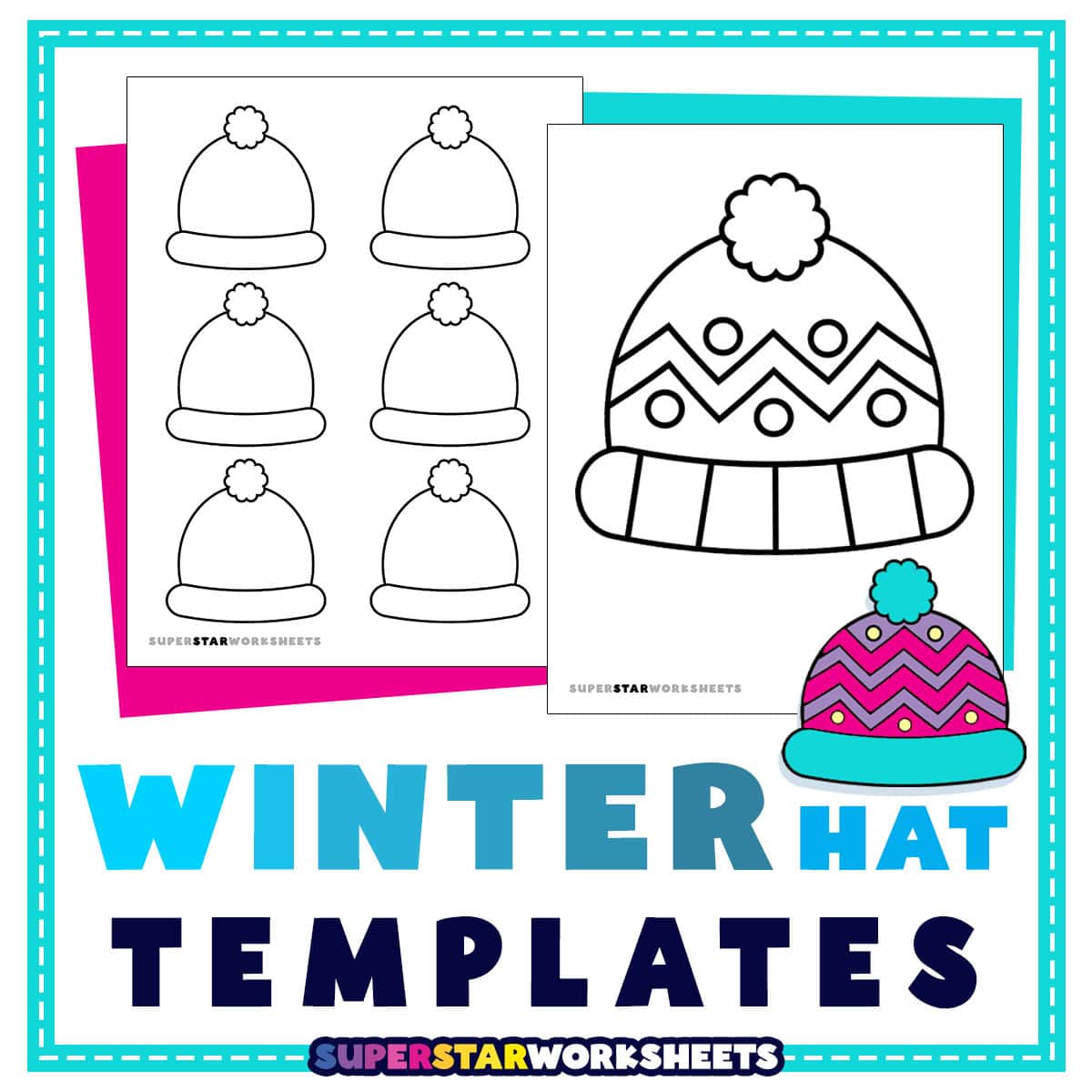 winter hat template (free printables) - superstar worksheets